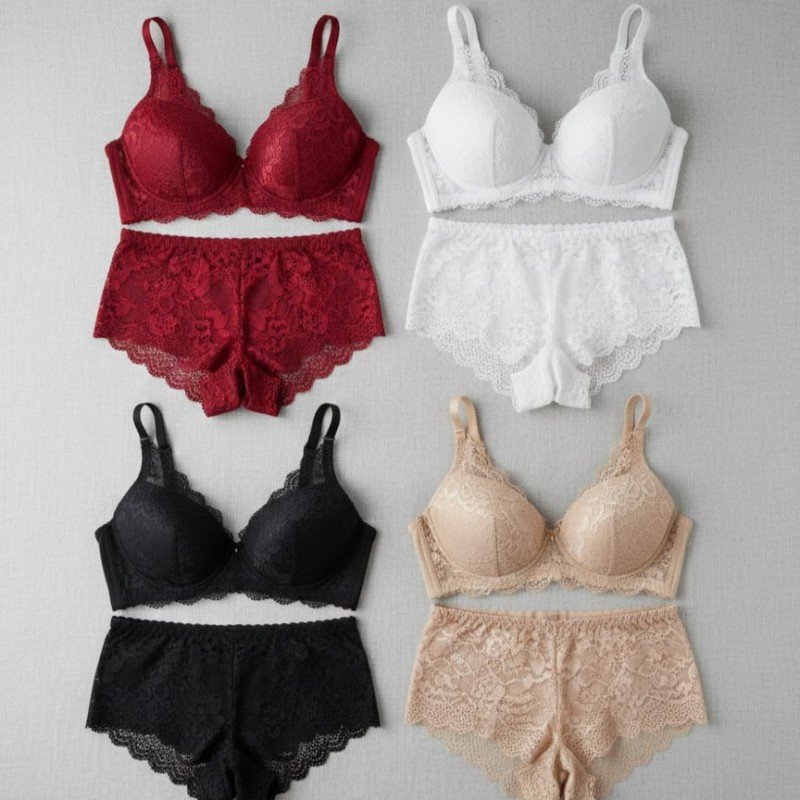 লেস ফোম ব্রা টোটাল ৮ পিসের ব্রা এবং প্যান্টি ম্যাচিং সেট